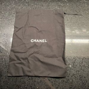 Authentic Chanel Designer Black Dust Bag with White Lettering (11.75" x 15.5")